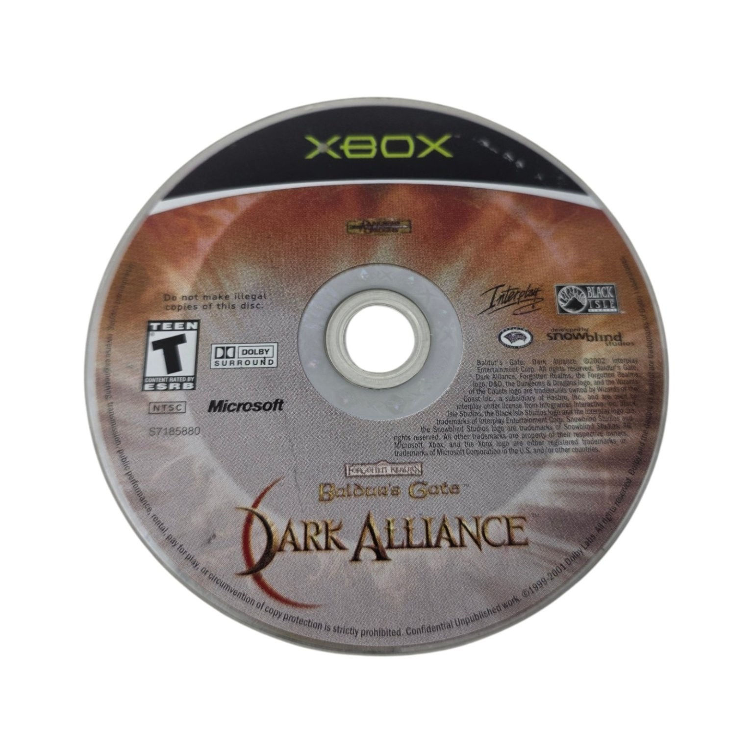 Baldur's Gate: Dark Alliance Xbox Video Game/CD Only
