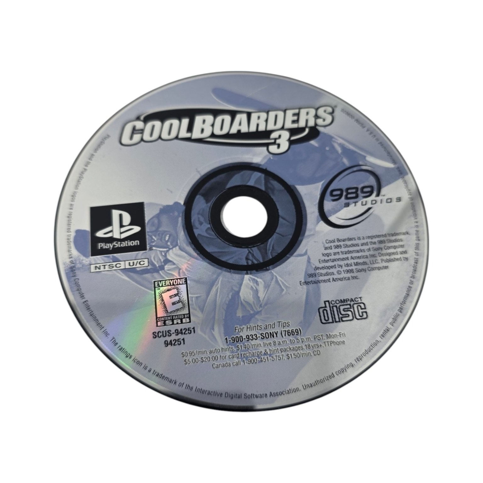 Cool Boarders 3 PlayStation PS1 Game/CD Only
