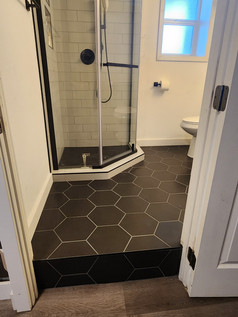 Bathroom remodel with hex tile