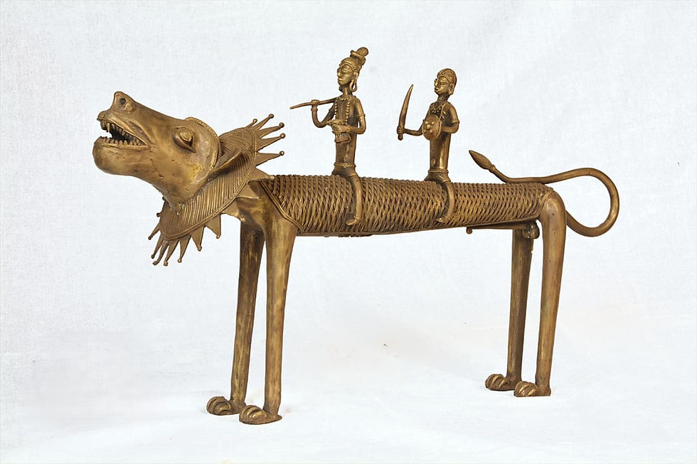 Two hunters on a tiger, 2025, Brass Bronze alloy, 18 x 24 x 7 in � 46 x 61 x 18 cm.jpeg