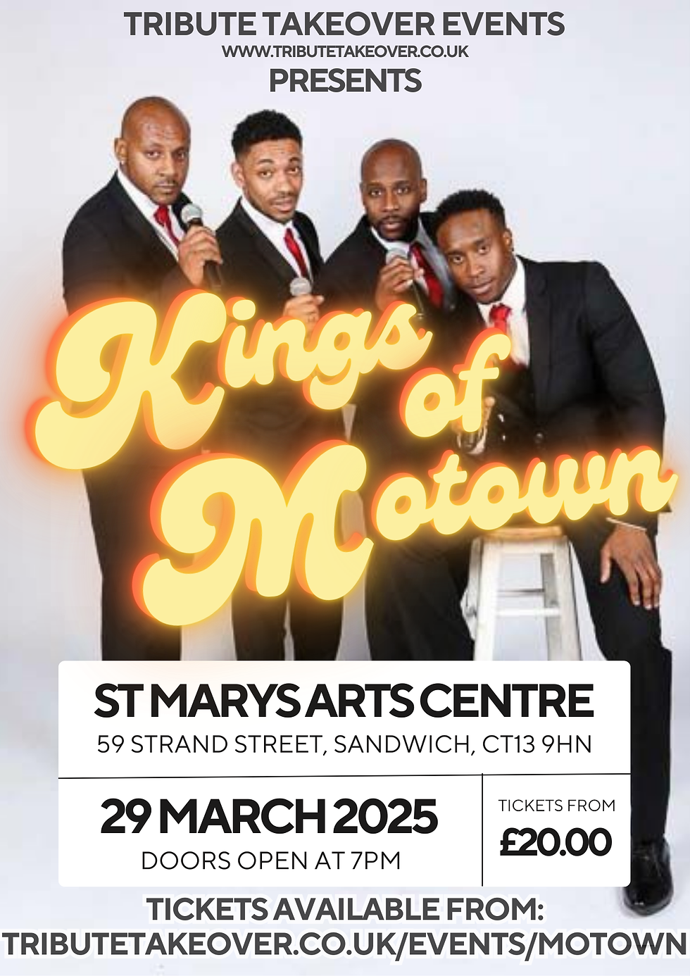 Motown Night with 'Kings of Motown' at St Mary's Arts Centre, Sandwich, Kent
