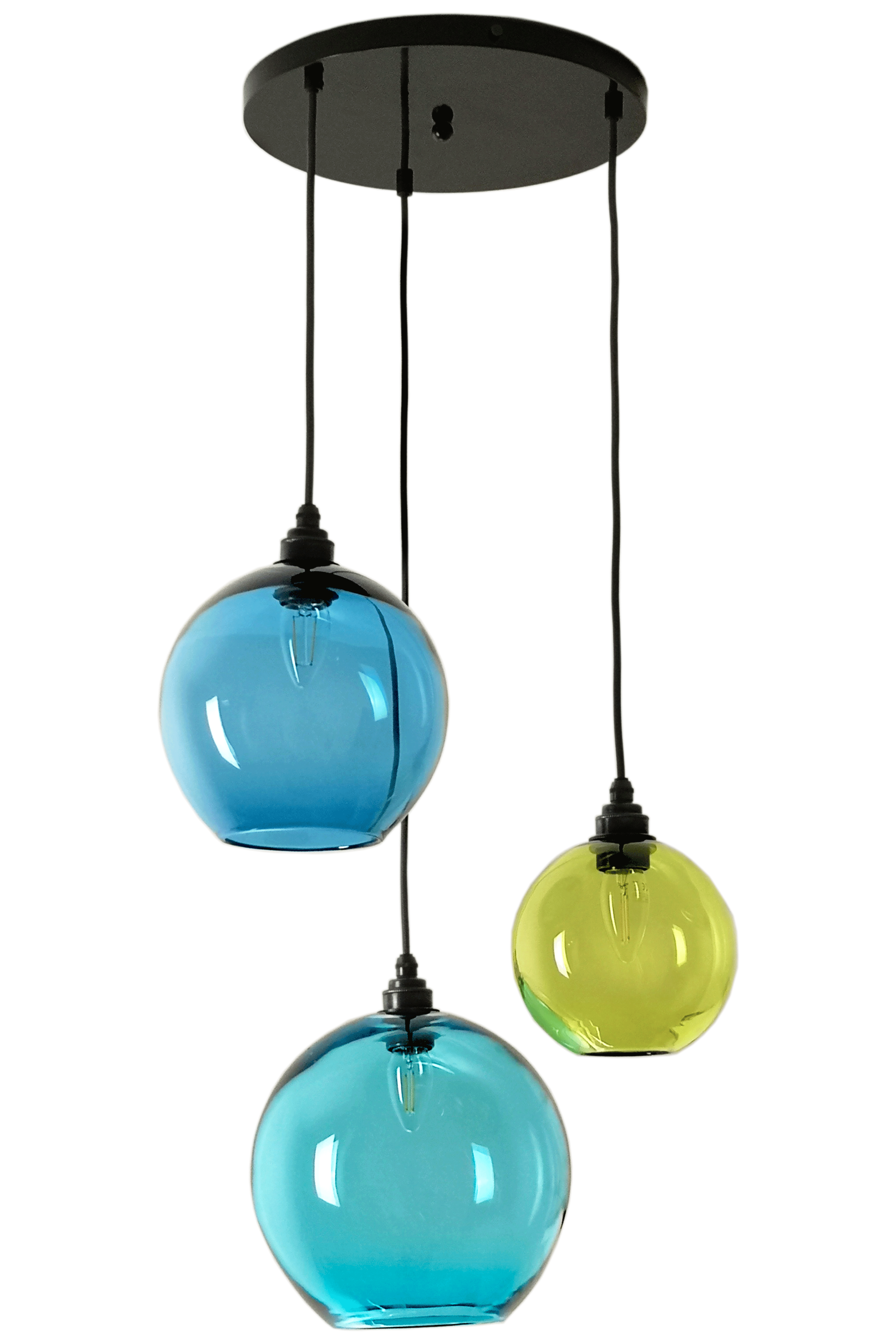 3 glass globes chandelier