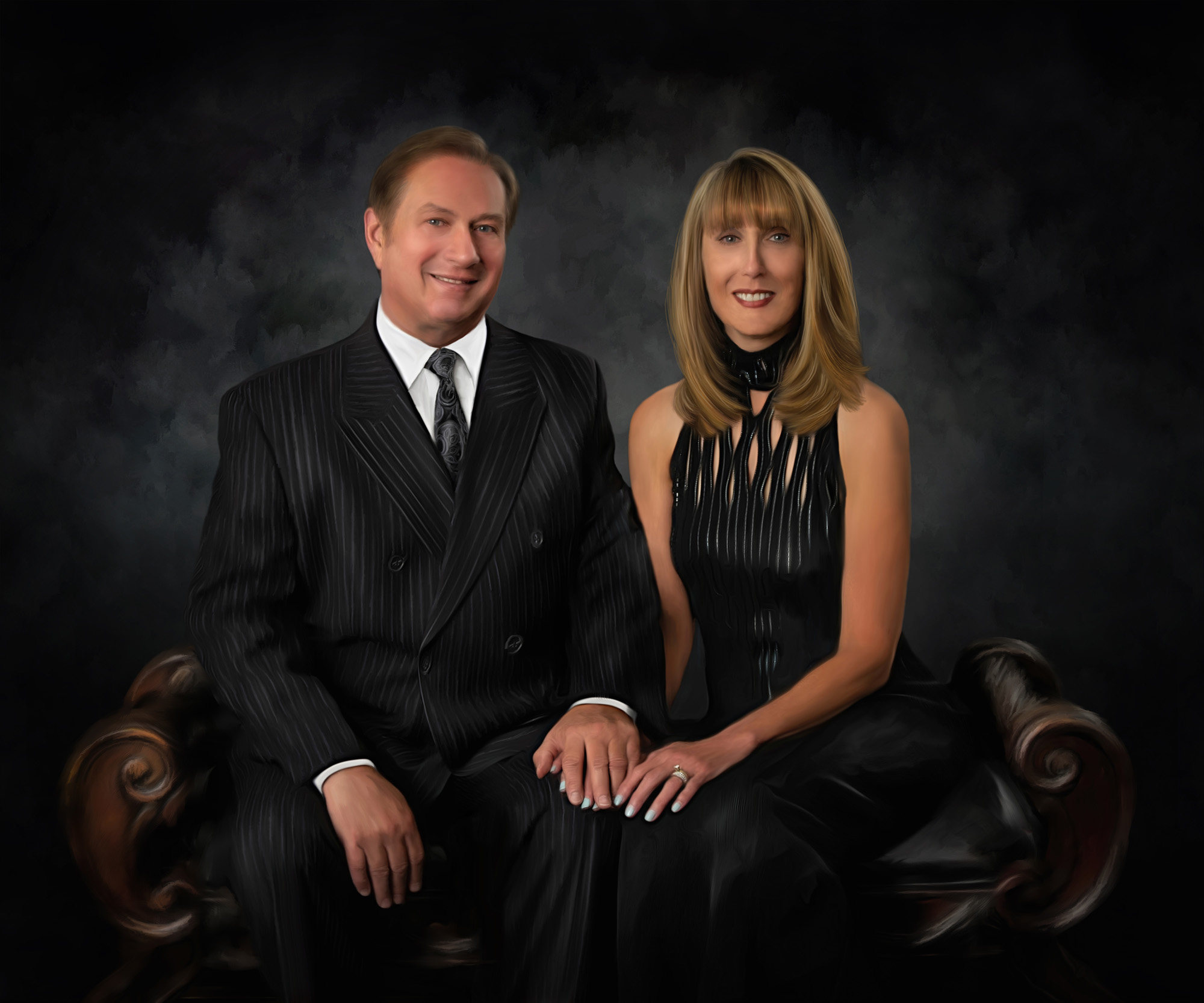 Fine art couple portrait in classic black attire