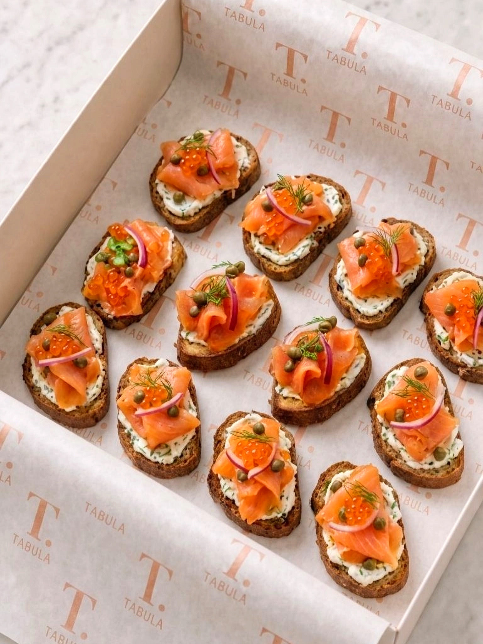 Smoked Salmon & Dill Cream Cheese Sourdough Crostini (12pcs)