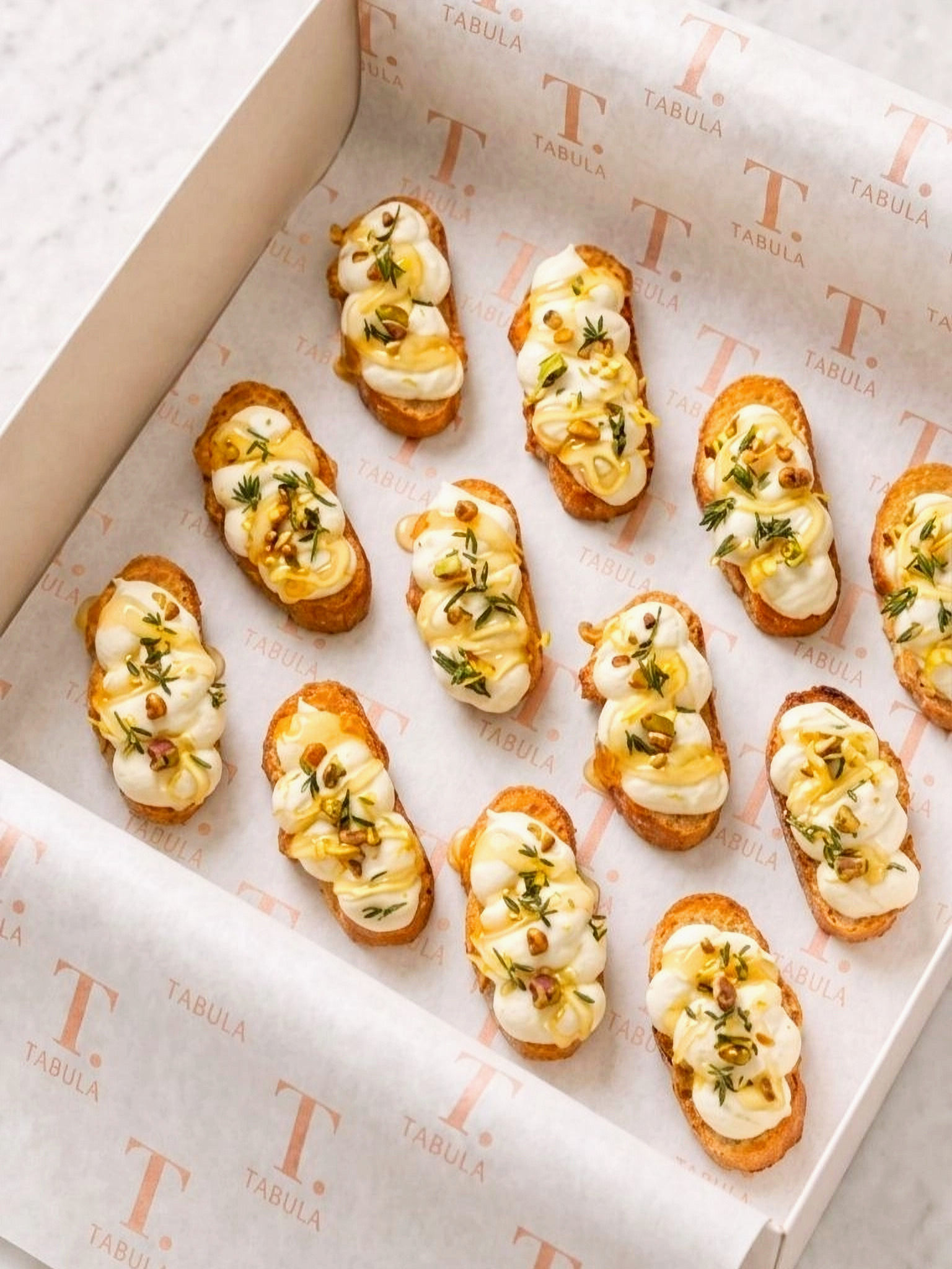 Zesty Lemon & Honey Ricotta Crostini (12pcs)