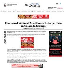 Gazette: "Renowned violinist Ariel Horowitz to perform in Colorado Springs"