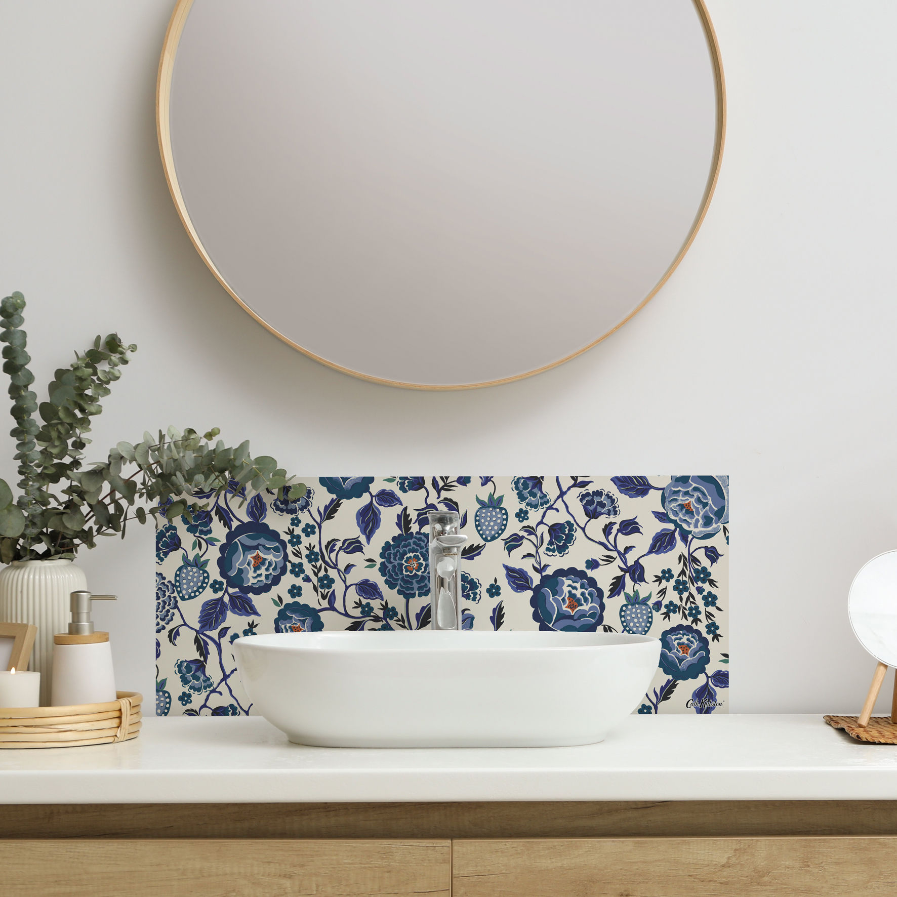 Strawberry Gardens - Blue (600x250mm)