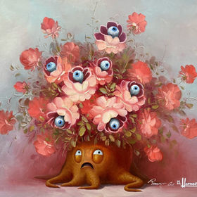 surreal floral painting of a scared flower pot by canadian artist josh harnack