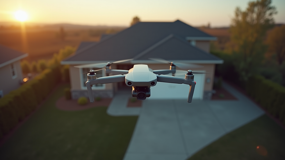 High angle view of a drone capturing a residential property