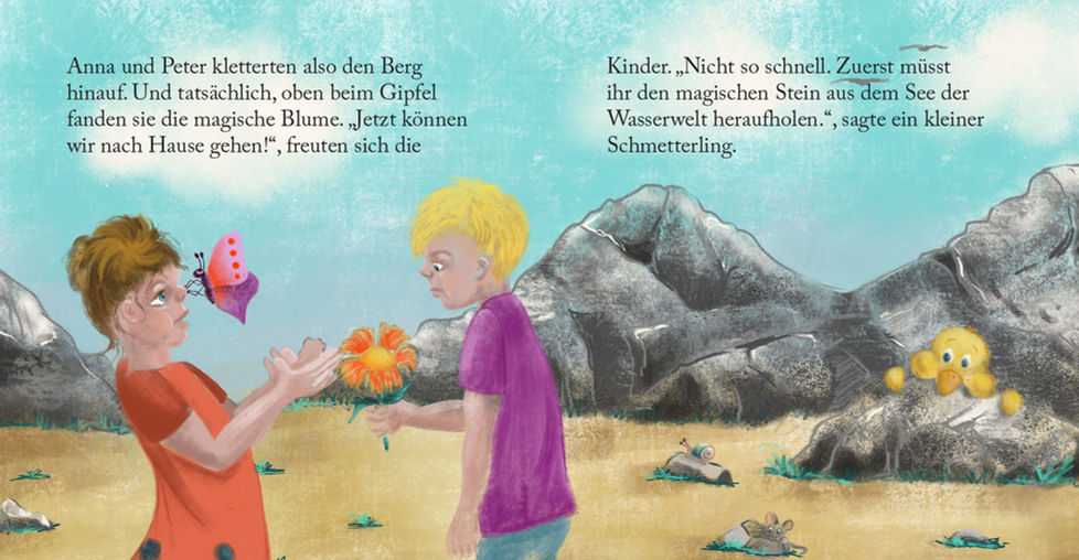 Zwei Kinder mit einer Zauberblume