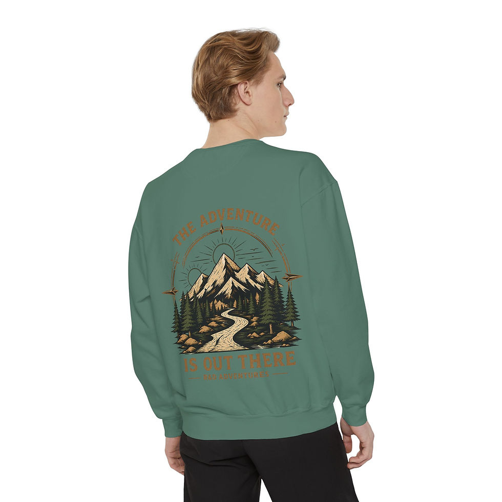 Thumbnail: Adventure Crewneck Sweatshirt — "The Adventure Is Out There" Mountain Design