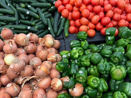 different types of vegetables in a pile