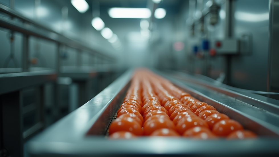 Close-up view of industrial food processing equipment