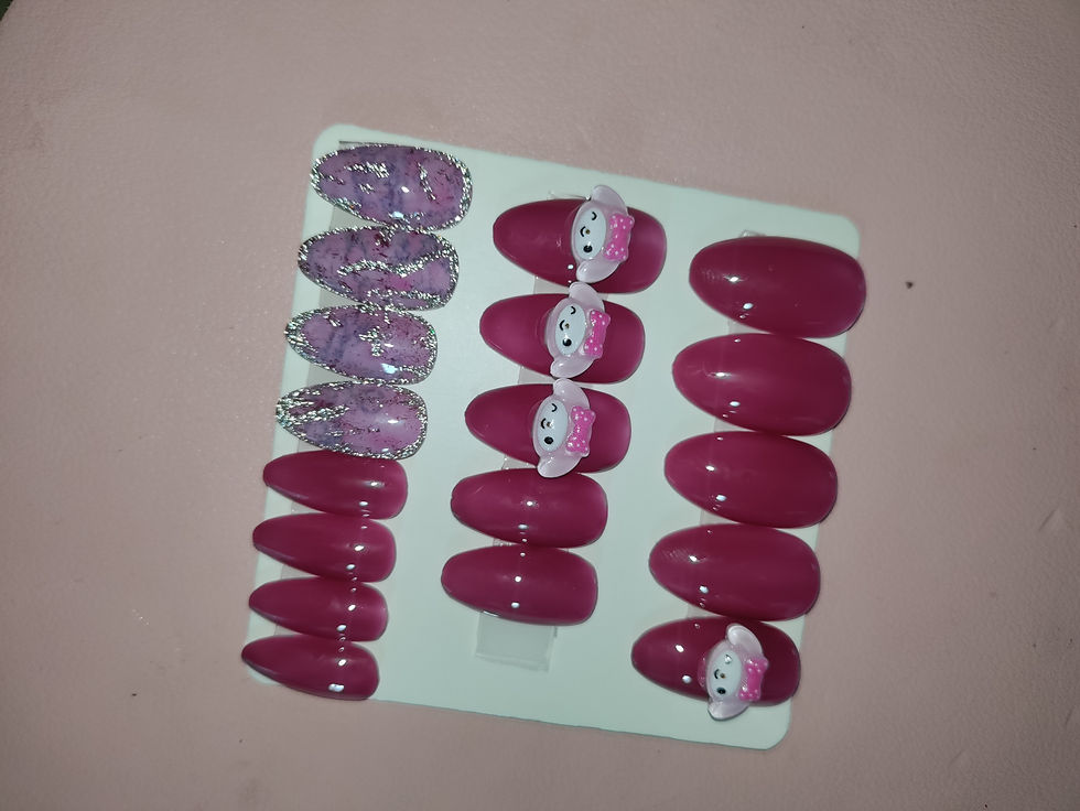 Short almond plum & purple w/melody charms