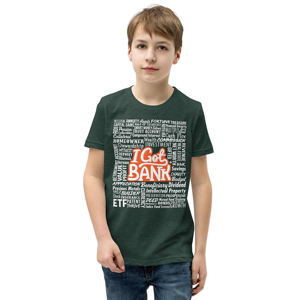 Thumbnail: I Got Bank Money Words - Youth Short Sleeve T-Shirt (Bella + Canvas)