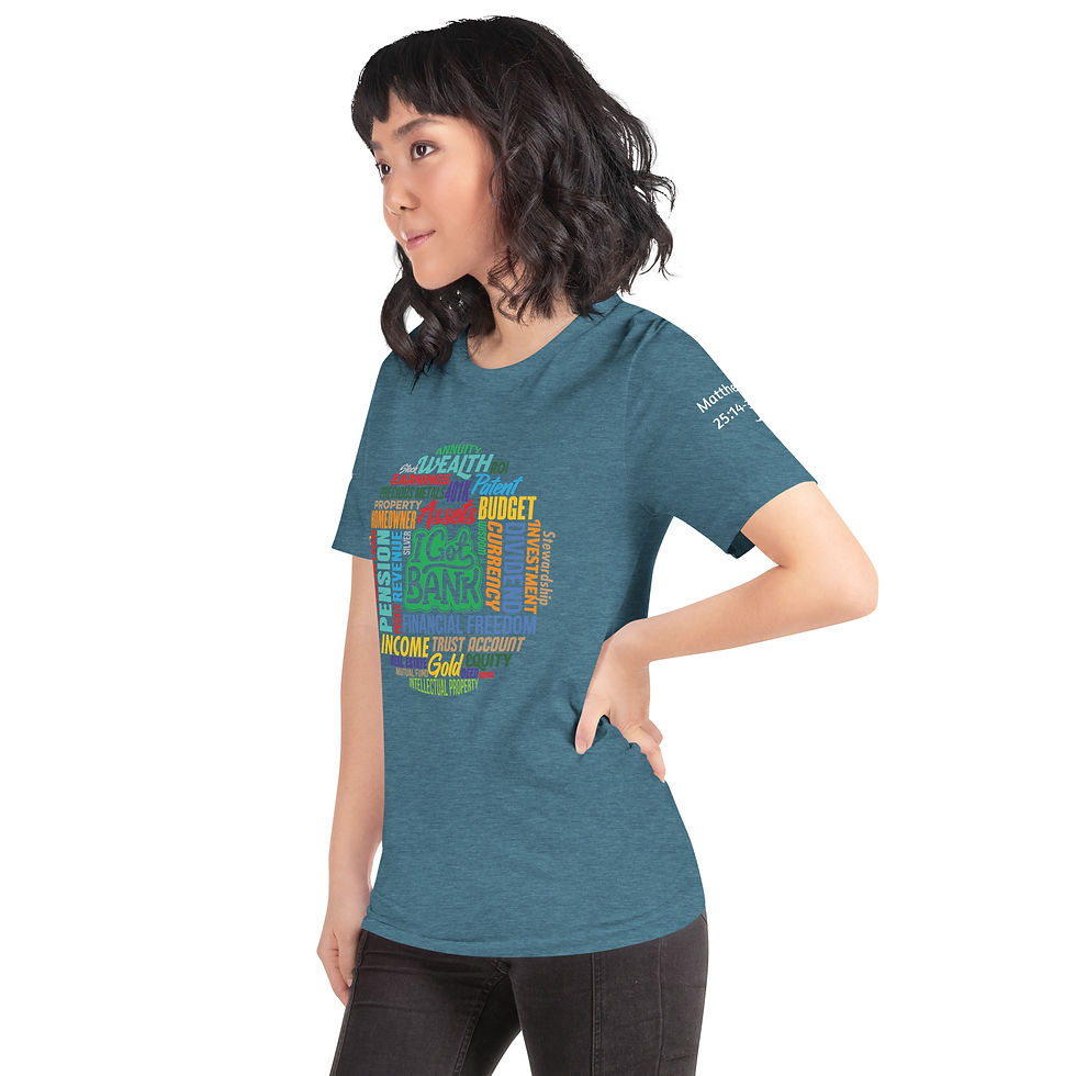 Thumbnail: Unisex T-shirt with Money Words and Scripture on the sleeve