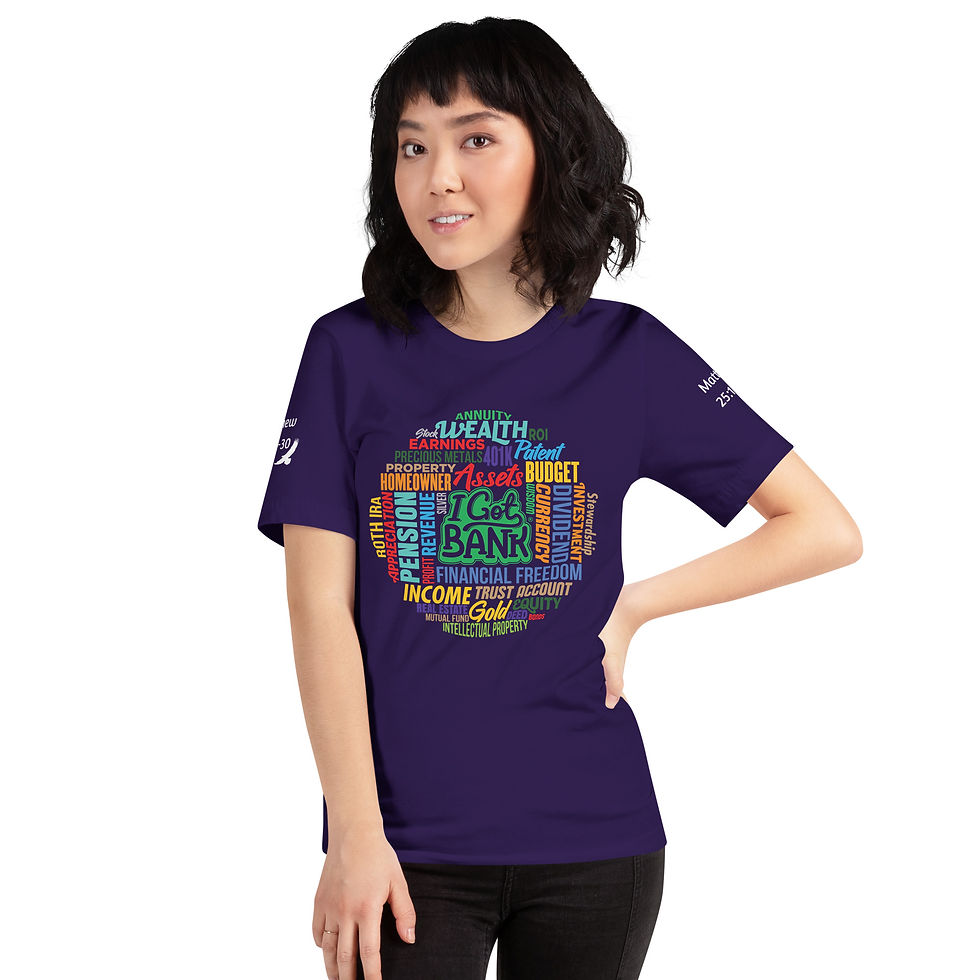 Thumbnail: Unisex T-shirt with Money Words and Scripture on the sleeve
