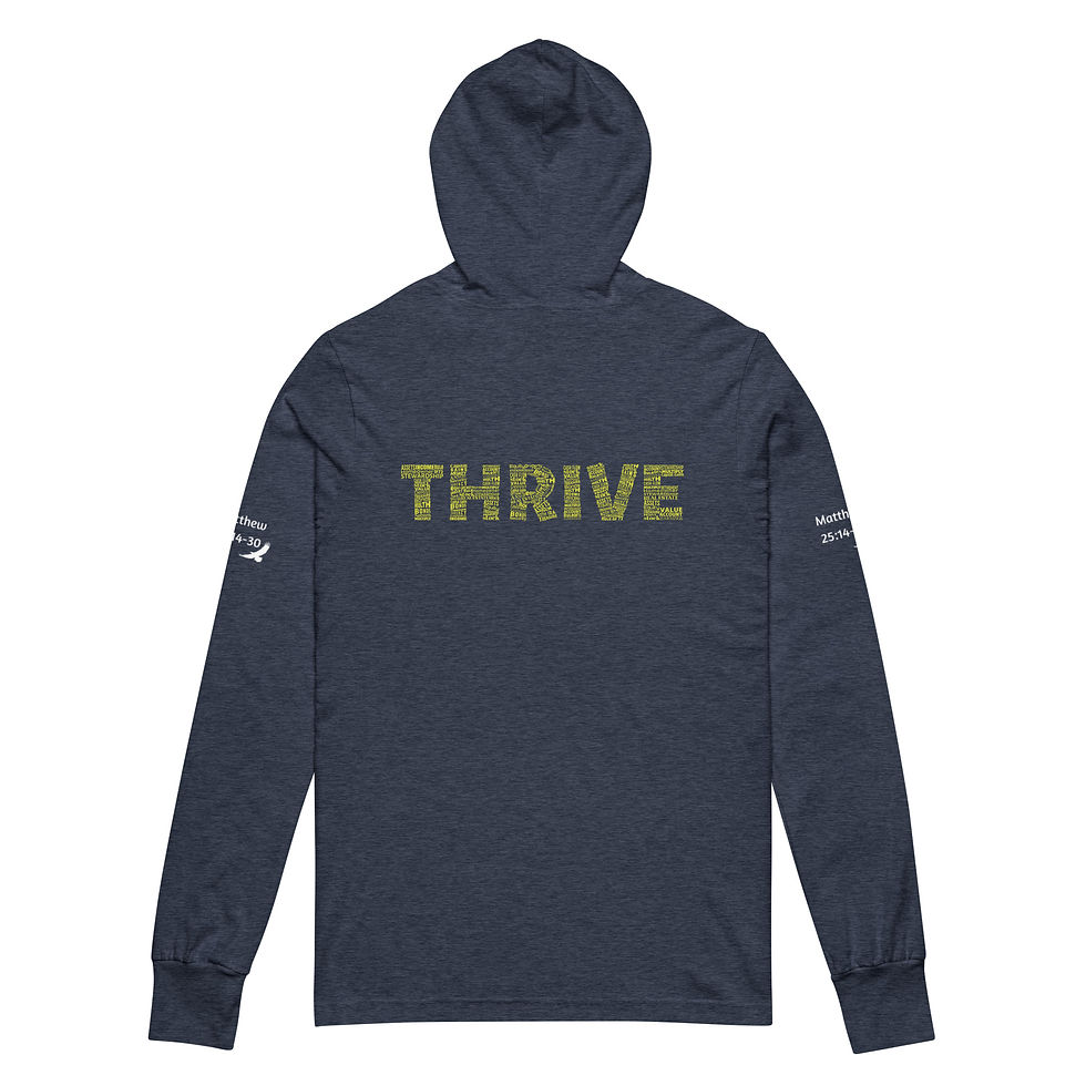 Thumbnail: Thrive (Yellow-Green) - ADULT Hooded long-sleeve tee (Bella Canvas)