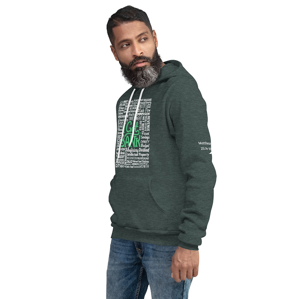 Thumbnail: I Got Bank (green) Money Words Front/Back - ADULT Unisex hoodie (Bella + Canvas)