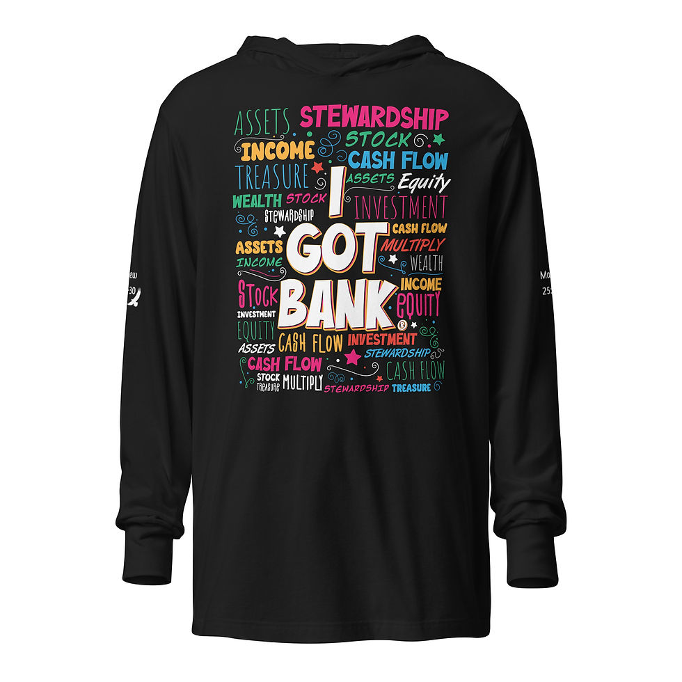 Thumbnail: Money Words Front and Back - ADULT Hooded long-sleeve tee (Bella Canvas)