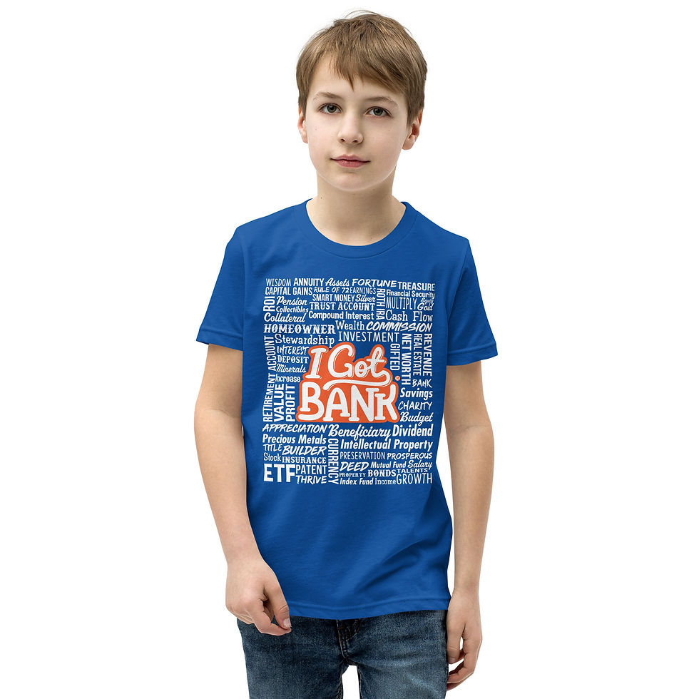 Thumbnail: I Got Bank Money Words - Youth Short Sleeve T-Shirt (Bella + Canvas)