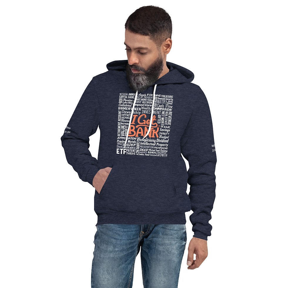 Thumbnail: I Got Bank Money Words Front and Back - ADULT Unisex hoodie (Bella + Canvas)
