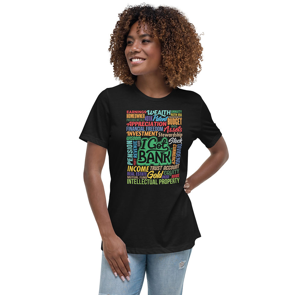 Thumbnail: Women's Relaxed T-Shirt - Colorful Money Words