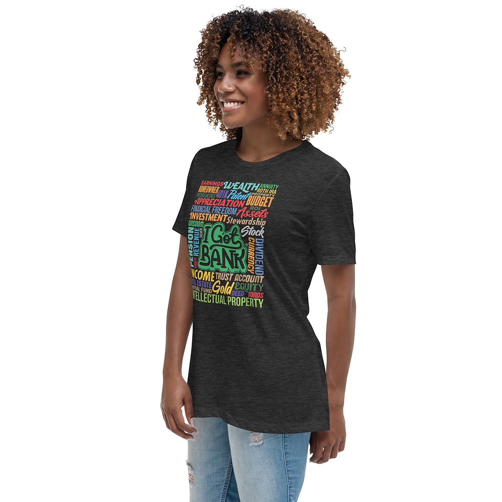 Thumbnail: Women's Relaxed T-Shirt - Colorful Money Words
