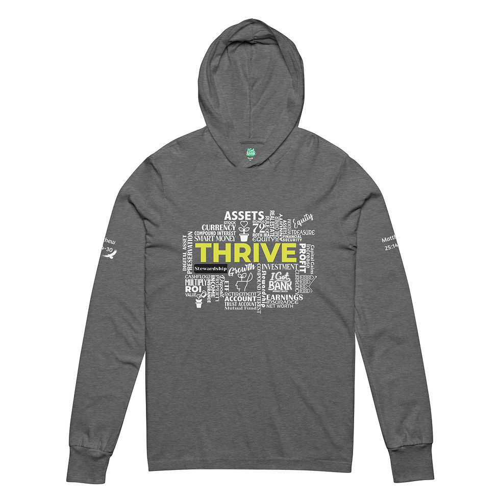 Thumbnail: Thrive (Yellow-Green) - ADULT Hooded long-sleeve tee (Bella Canvas)
