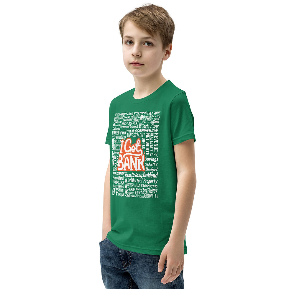 Thumbnail: I Got Bank Money Words - Youth Short Sleeve T-Shirt (Bella + Canvas)