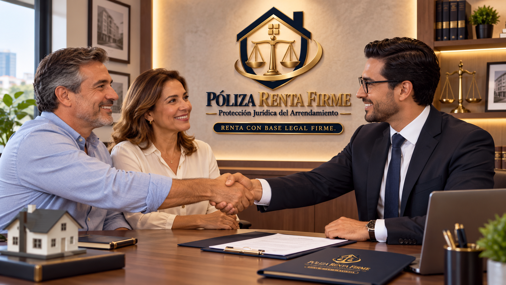 Abogado de PÓLIZA RENTA FIRME formalizando una operación de arrendamiento con propietarios