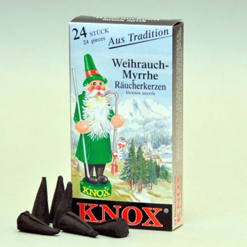 #013-120 - Famous KNOX Brand "Myrrh" Incense Cones - Box of 24