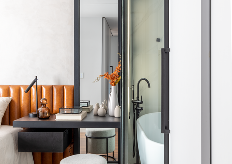 Projeto de arquitetura de interiores para suíte master em apartamento em Juiz de Fora/ MG.