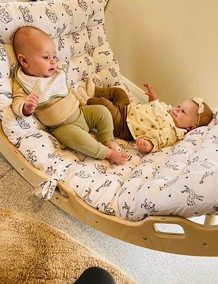 Two babies on a swing chair