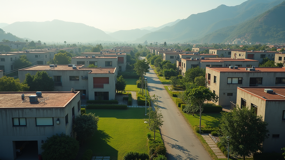 Vista aérea de un conjunto residencial moderno en El Salvador