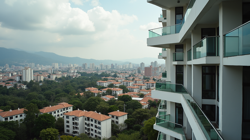 Vista panorámica de apartamentos modernos en San Salvador