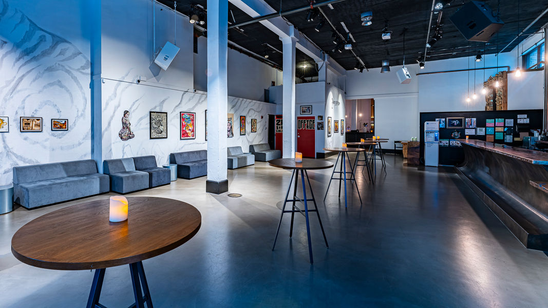 Wide-angle shot showcasing the minimalistic open space of 111 Minna Gallery and Event Space in San Francisco, emphasizing its versatile and modern ambiance.