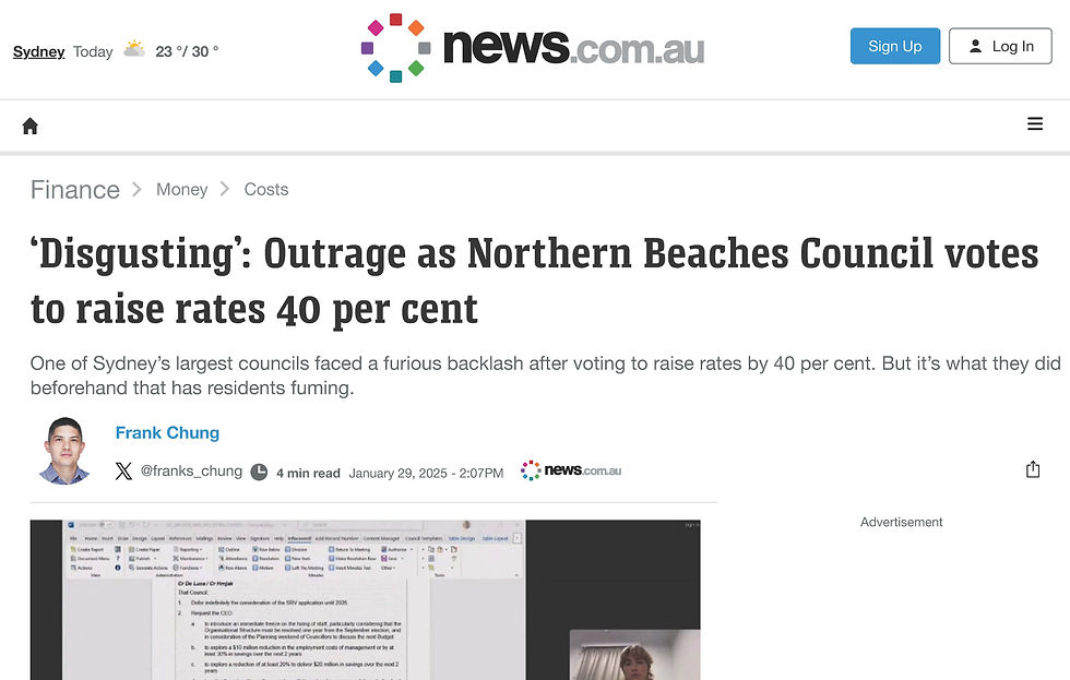 ‘Disgusting’ Outrage as Northern Beaches Council votes to raise rates 40 per cent news.co