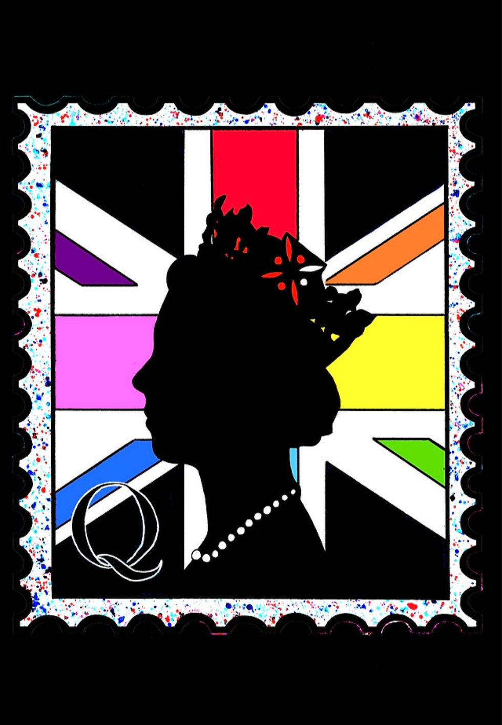 Thumbnail: Queen pop art Royal Flush A3 and A4 stamp art by Sophies Studio a veteran owned artist