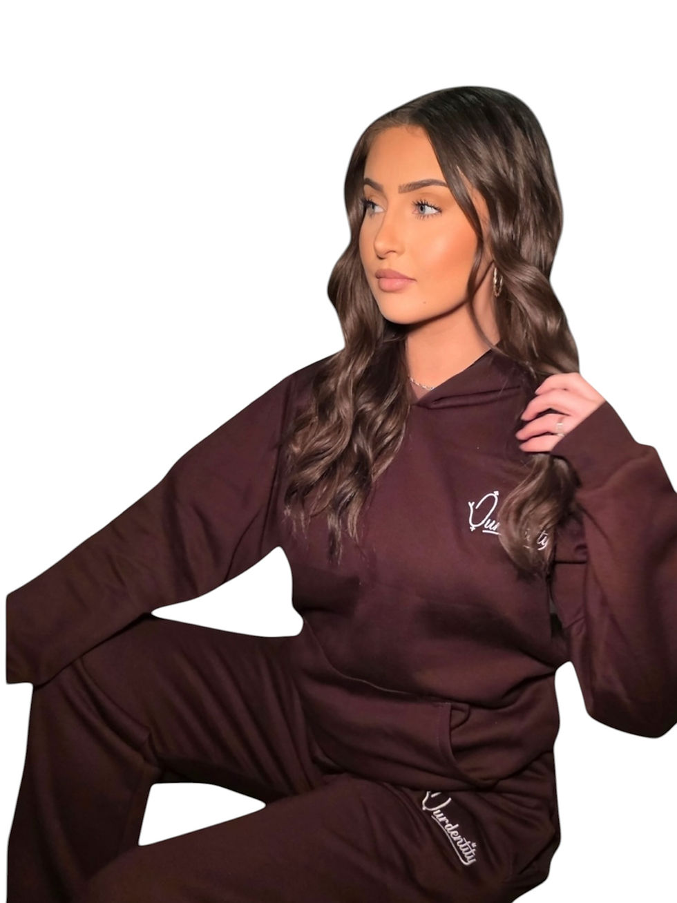 Miniature : Chocolate brown tracksuit with satin lined hood