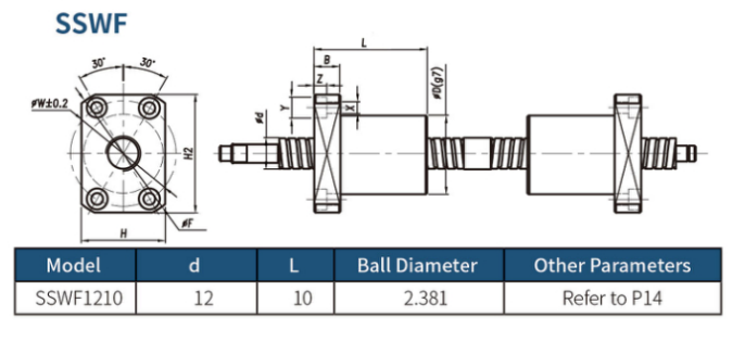 SSWF Bi-directionMiniature ball screw 1210 with C1 / C3 / C5 / C7 accuracy grade