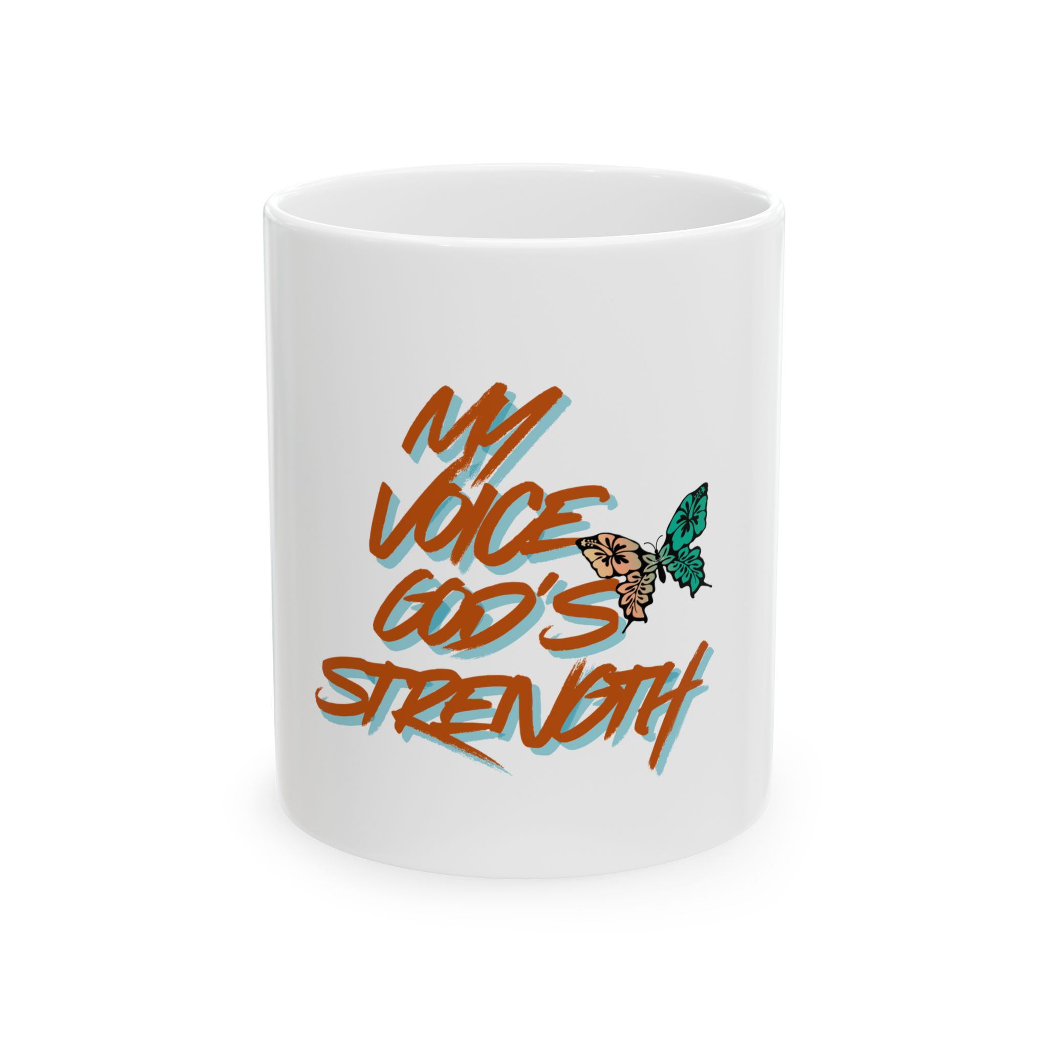 My Voice God's Strength Mug | Religious Typography Ceramic Mug