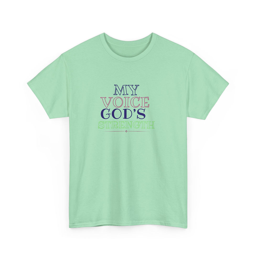 Thumbnail: My Voice, God's Strength T-Shirt — Faith-Based Inspirational Tee