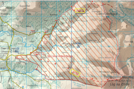 Le champ de tir situé au pied de Lugnaquilla (comté de Wicklow)