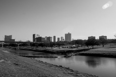 Trinity River Skyline B-W