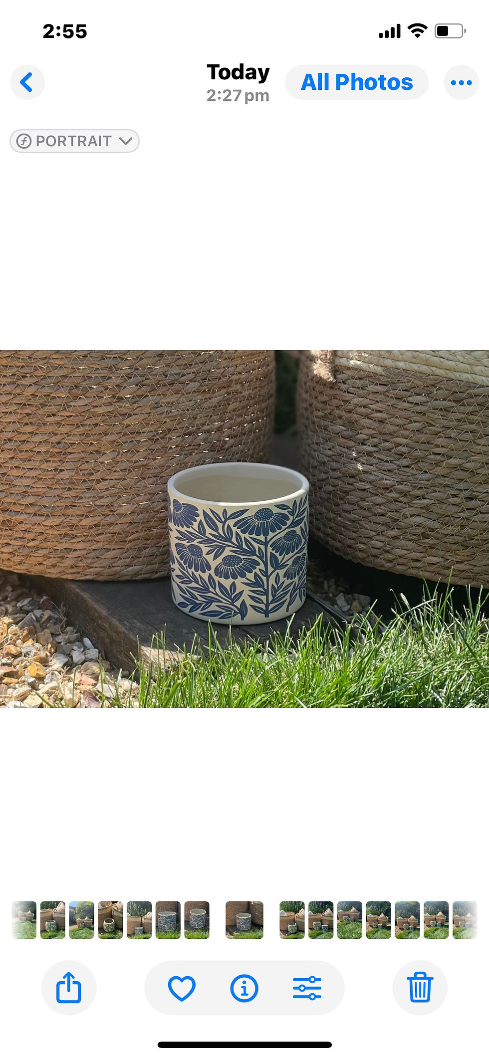 Thumbnail: Blue Floral Ceramic planter, Plant or Herb pot 