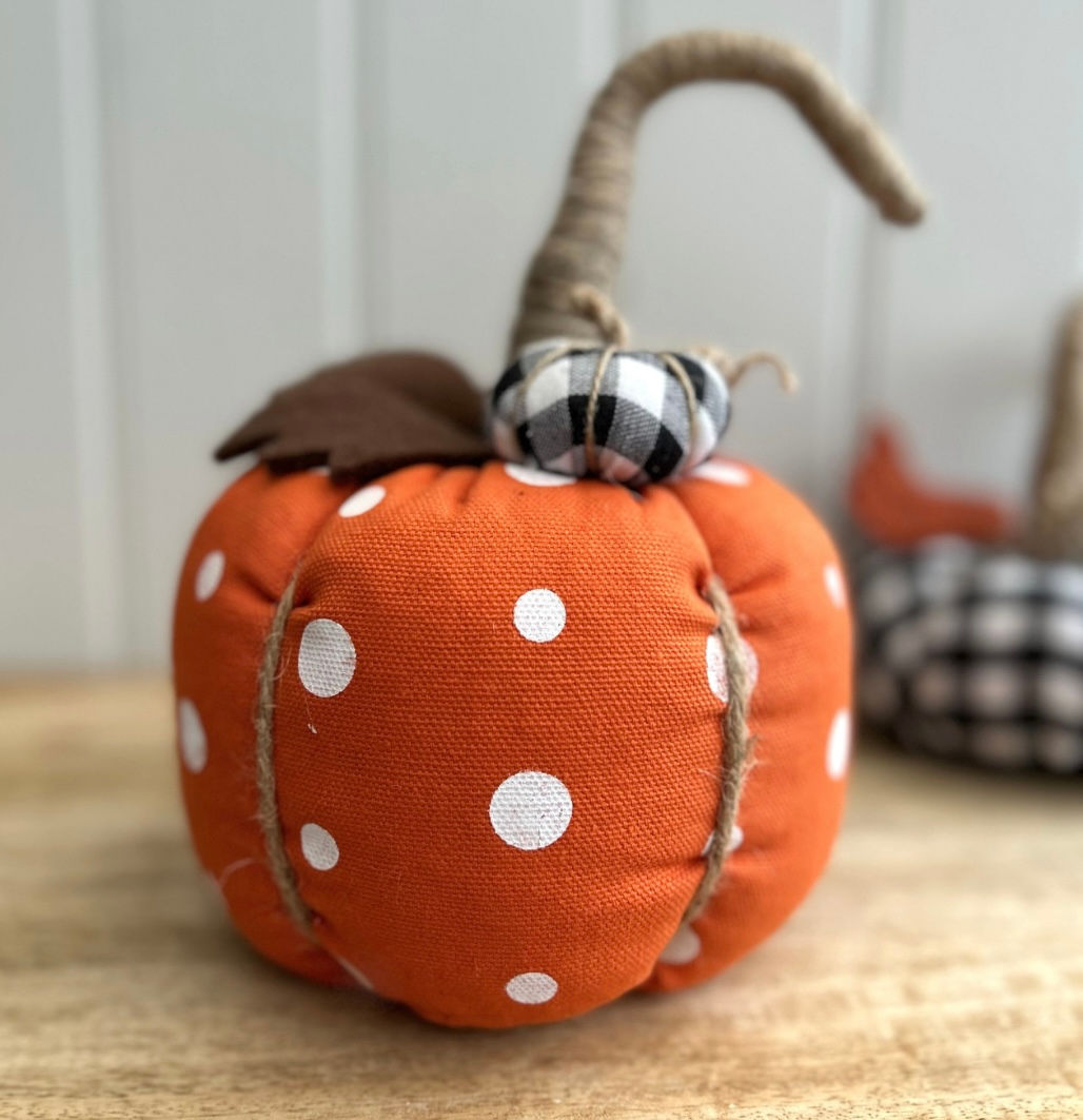 Large Polka Dot Fabric pumpkin