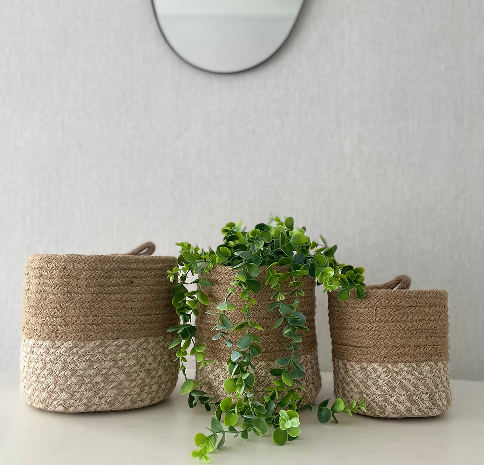 Thumbnail: Set of 3 premium Quality Jute Hanging Baskets 