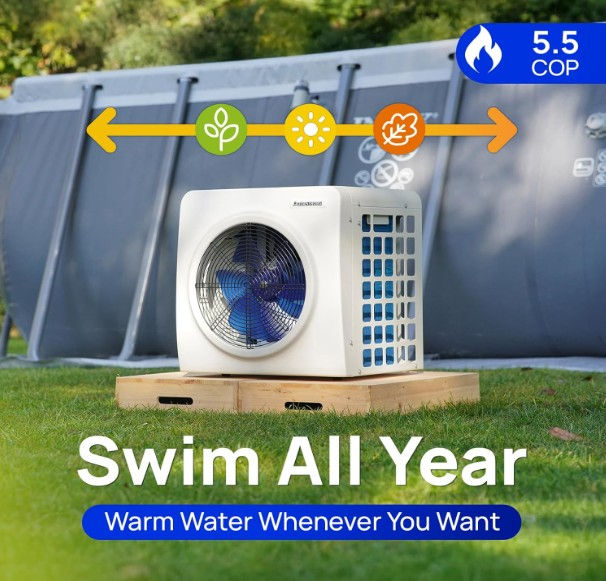 Aquastrong 18,000 BTU Heat Pump for pools up to 6,500 gallons warm water whenever you want