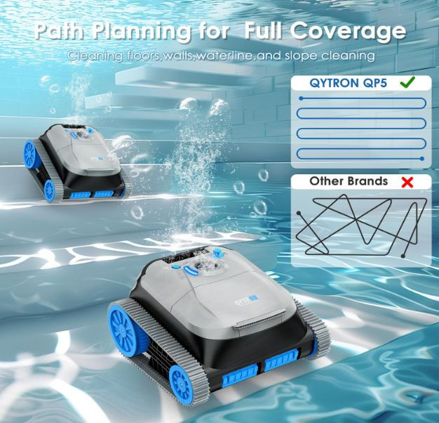 NIXBOT QP5 robotic pool vacuum path planning navigation